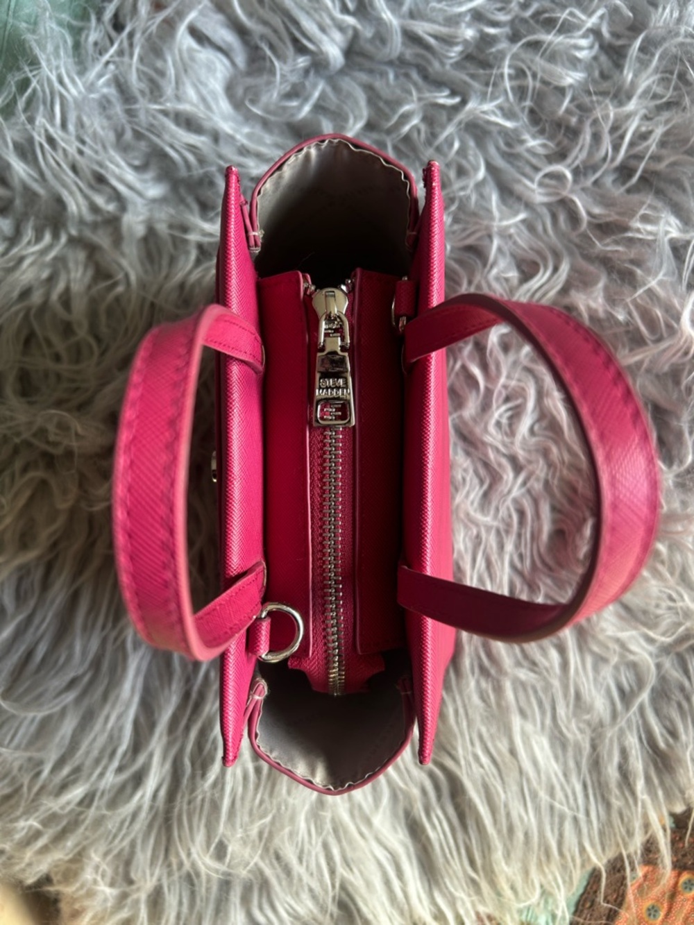 Steve Madden Hot Pink Mini Saffiano Handbag - Picture 3 of 7